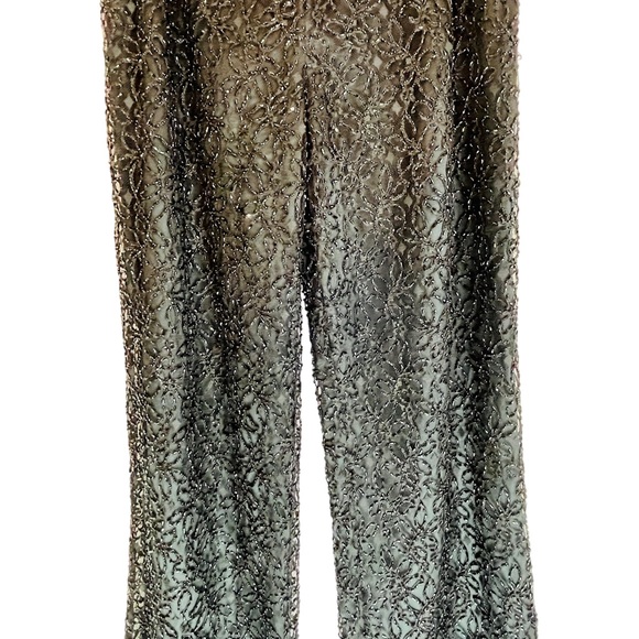Vintage ZOLA EVENING Black Beaded Wide Leg Pants‎ Sz 10 Party Holiday Formal - Picture 6 of 13